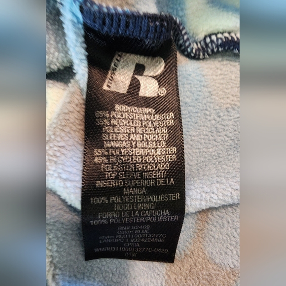 Russell Boys Camo Tech Pullover Fleece Hoodie Size L 10/12 - Picture 10 of 10